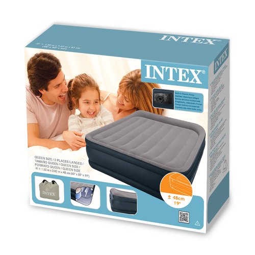 Intex Deluxe Pillow Rest Raised Air Bed Queen Size inc pump #67738 ...