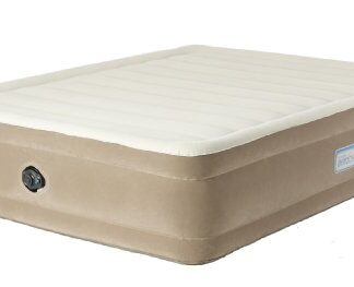 Aerobed Comfort Raised King Size Inflatable Guest Air Bed with Flocked Surface and Pump - Beige, 198 x 152 x 46 cm