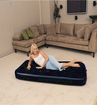 BESTWAY Comfort Quest Single Flocked Air Bed with Mains Pump - Blue, 73 x 30 x 8.5 Inch