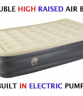 INFLATABLE HIGH PILLOW RAISED DOUBLE FLOCKED AIR BED MATTRESS AIRBED WITH BUILT IN ELECTRIC PUMP
