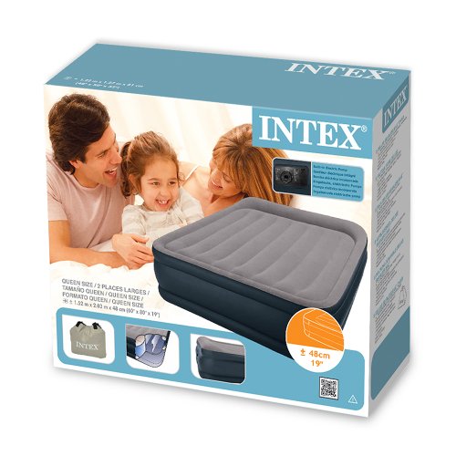 Intex Deluxe Pillow Rest Raised Air Bed Queen Size Inc Pump 67738