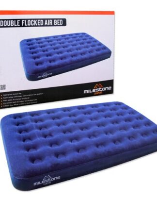 Milestone Camping Double Flocked Airbed - Blue