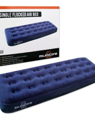 Milestone Camping Single Flocked Airbed - Blue