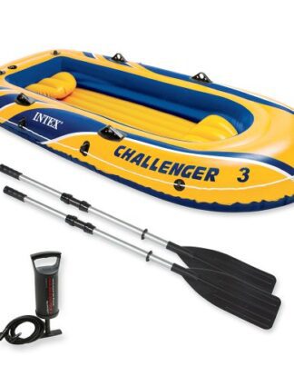 Intex Challenger 3 Boat Set - three man inflatable dinghy with oars and pump #68370