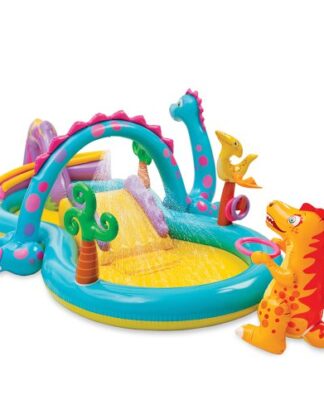 Intex Dinosaur Water Play Center, Paddling Pool with Moveable Arch Water Spray. Perfect Large Activity Centre for Outdoor Family Summer Fun!