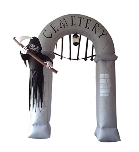 werchristmas 360 cm large pre lit cemetery arch inflatable halloween decoration with lights and fan multi colour