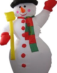 Transcontinental-Group-Illuminated-Inflatable-Snowman-with-Merry-Christmas-Sign-6-Feet-0 1.8m Air Blown inflatable Snowman w/spade Decoration