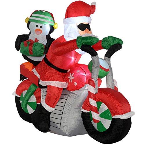 WeRChristmas 150 cm Large Pre Lit Santa Motorcycle 