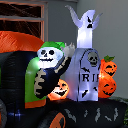 werchristmas 210 cm pre lit ghost train inflatable halloween decoration with led lights and fan multi colour inflatable