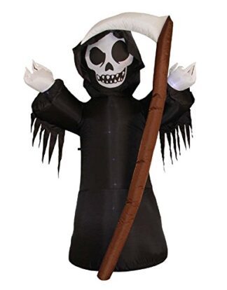 WeRChristmas 270 cm Large Pre-Lit "Grim Reaper with Scythe" Inflatable Halloween Decoration with LED Lights and Fan, Multi-Colour