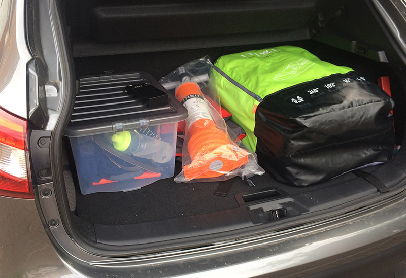 ITIWIT 2 man inflatable kayak in the boot of a Qashqai