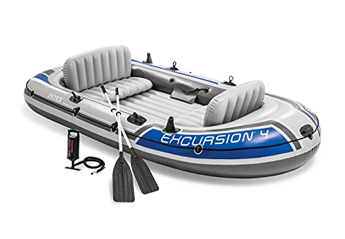 intex excursion inflatable boat set with aluminium oars and pump
